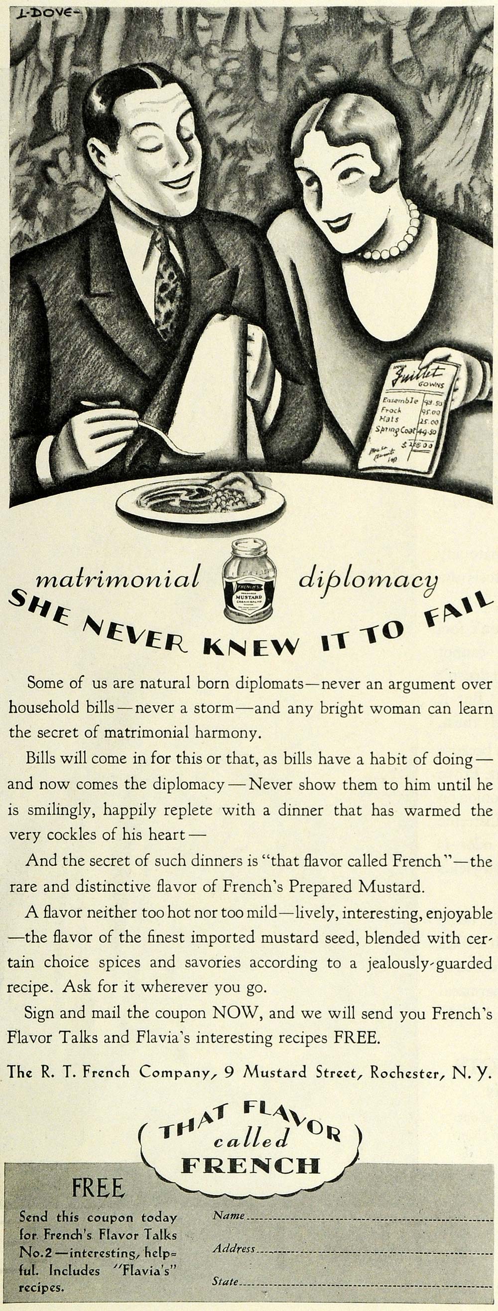 1928 Ad Matrimonial Diplomacy Frenchs Prepared Mustard - ORIGINAL MCC4