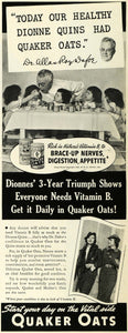 1937 Ad Dionne Quintuplets Dafoe Quaker Oats Breakfast - ORIGINAL MCC4