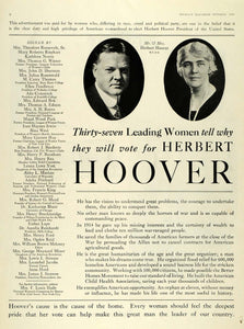 1928 Ad President Election Herbert Hoover Leading Women - ORIGINAL MCC4