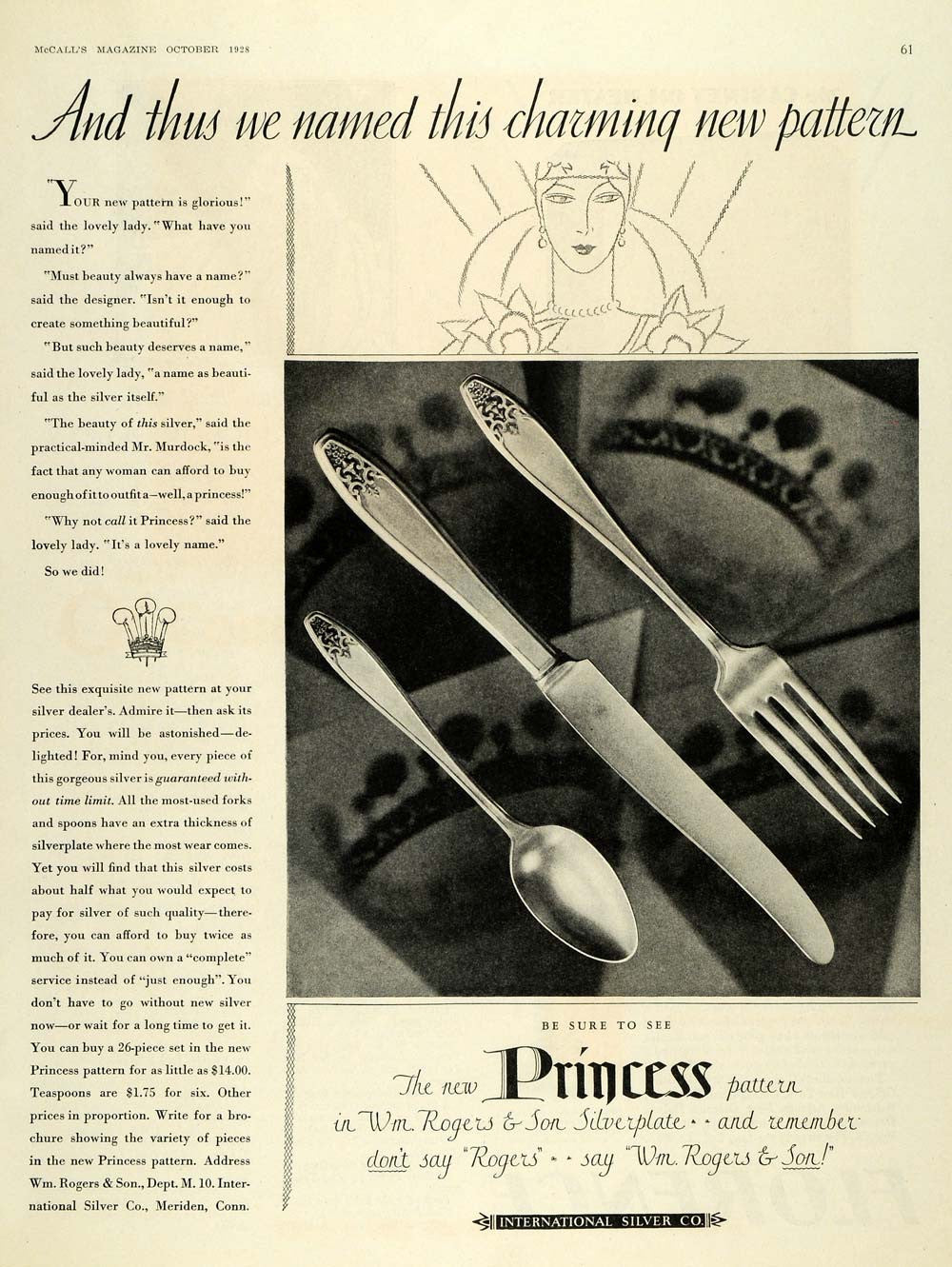 1928 Ad International Silver Co. Princess Silverware - ORIGINAL ADVERTISING MCC4