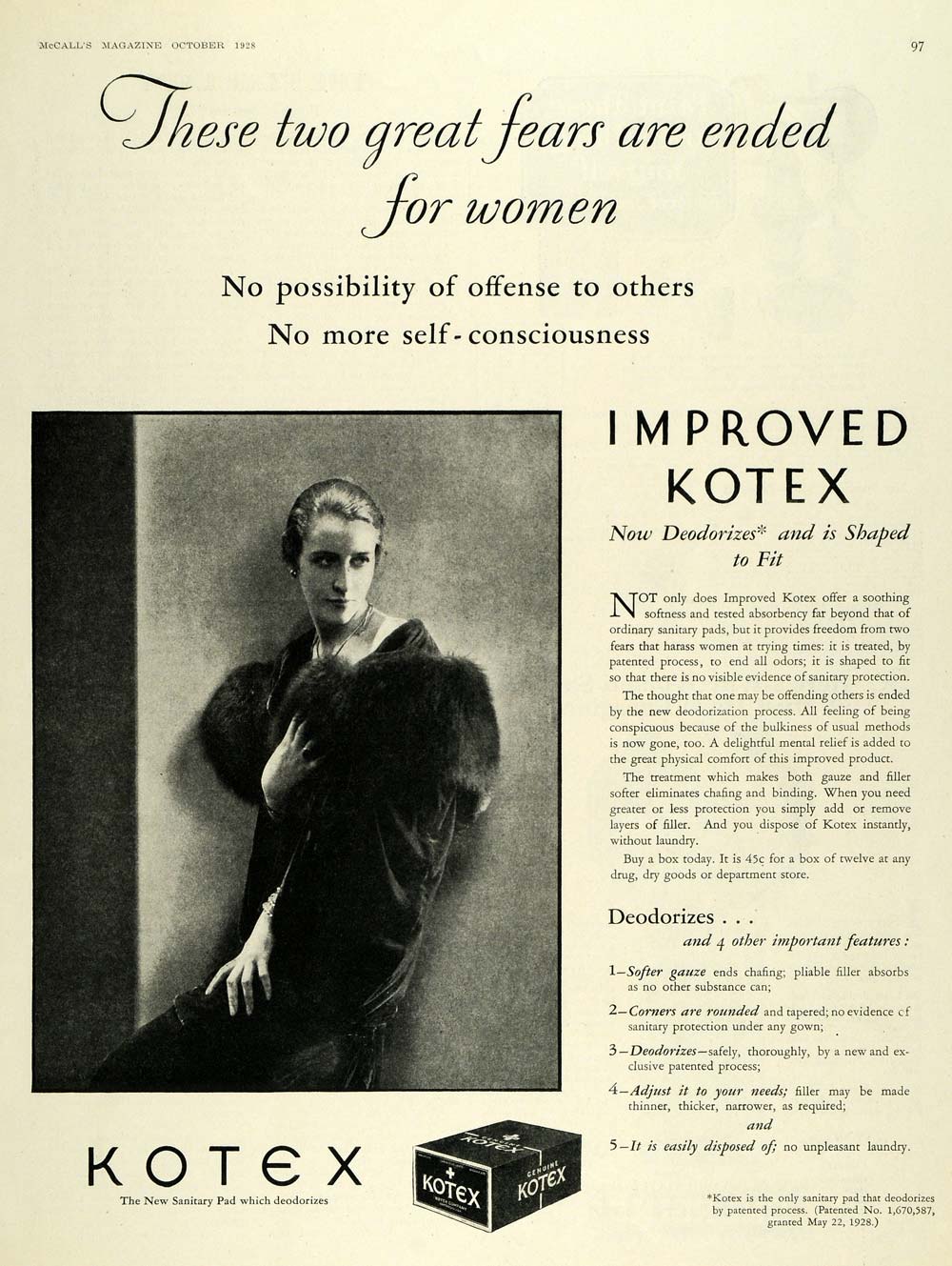 1928 Ad Kotex Co. Sanitary Pads Feminine Care Products - ORIGINAL MCC4