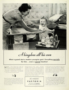 1936 Ad Fletcher's Castoria Infant Laxative Baby Bath - ORIGINAL MCC4