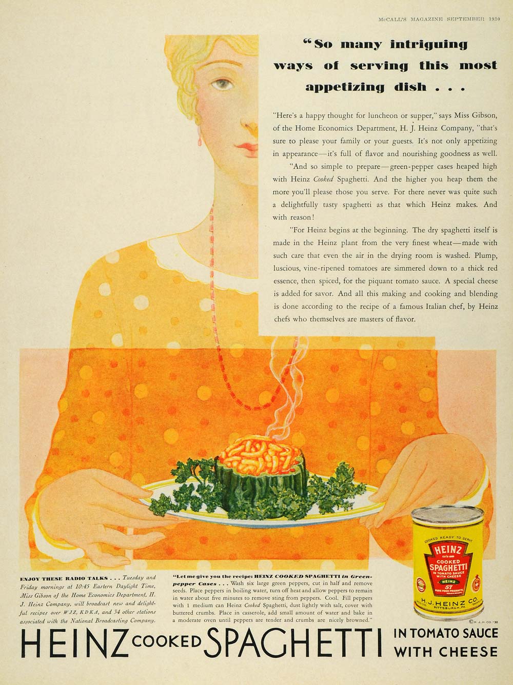 1930 Ad H J Heinz Co. Cooked Spaghetti Tomato Sauce - ORIGINAL ADVERTISING MCC4