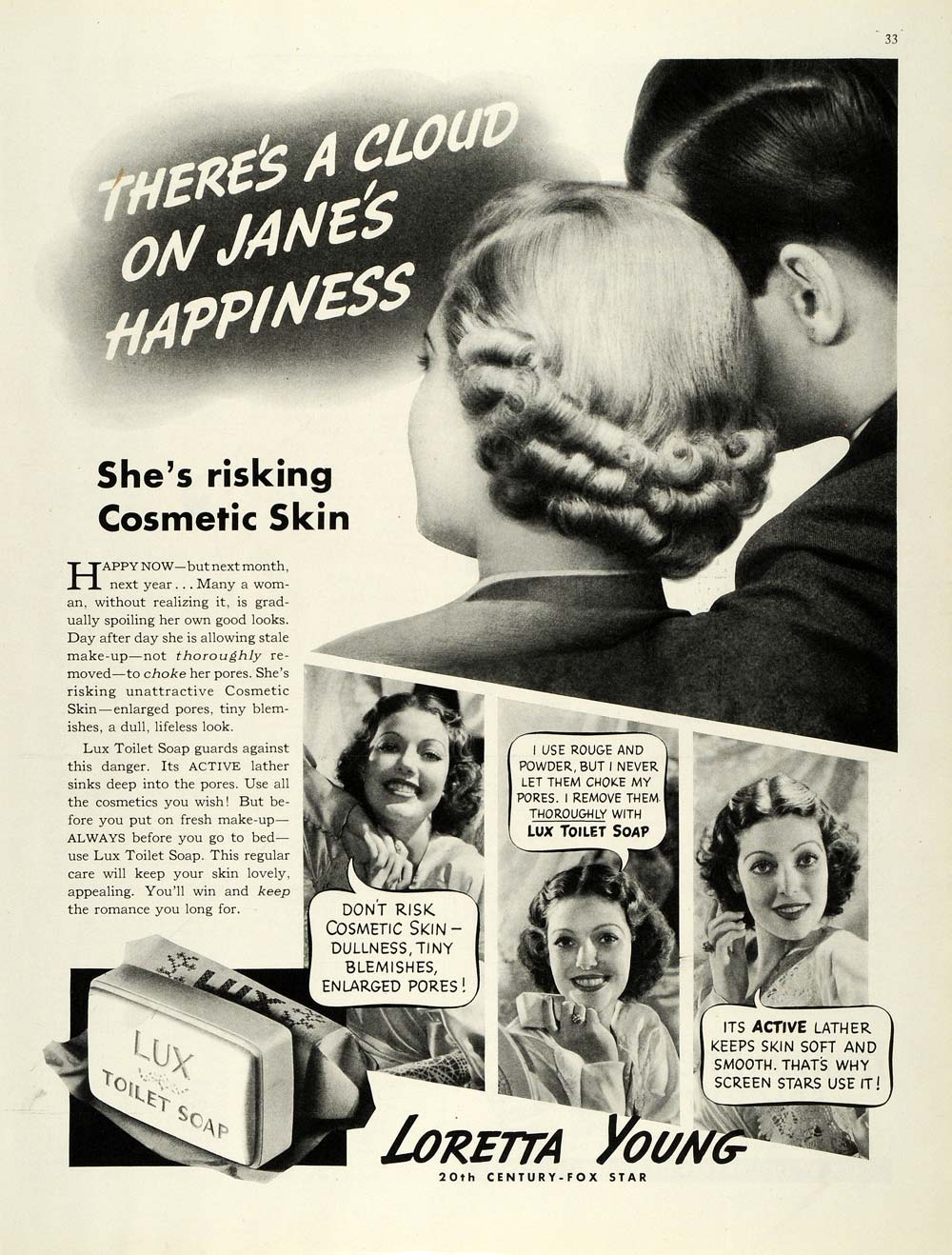 1937 Ad Lux Skin Soap Loretta Young 20th Century Fox - ORIGINAL ADVERTISING MCC4