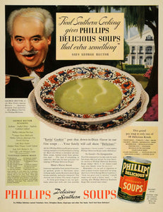 1937 Ad Phillips Soups Southern Cooking George Rector - ORIGINAL MCC4