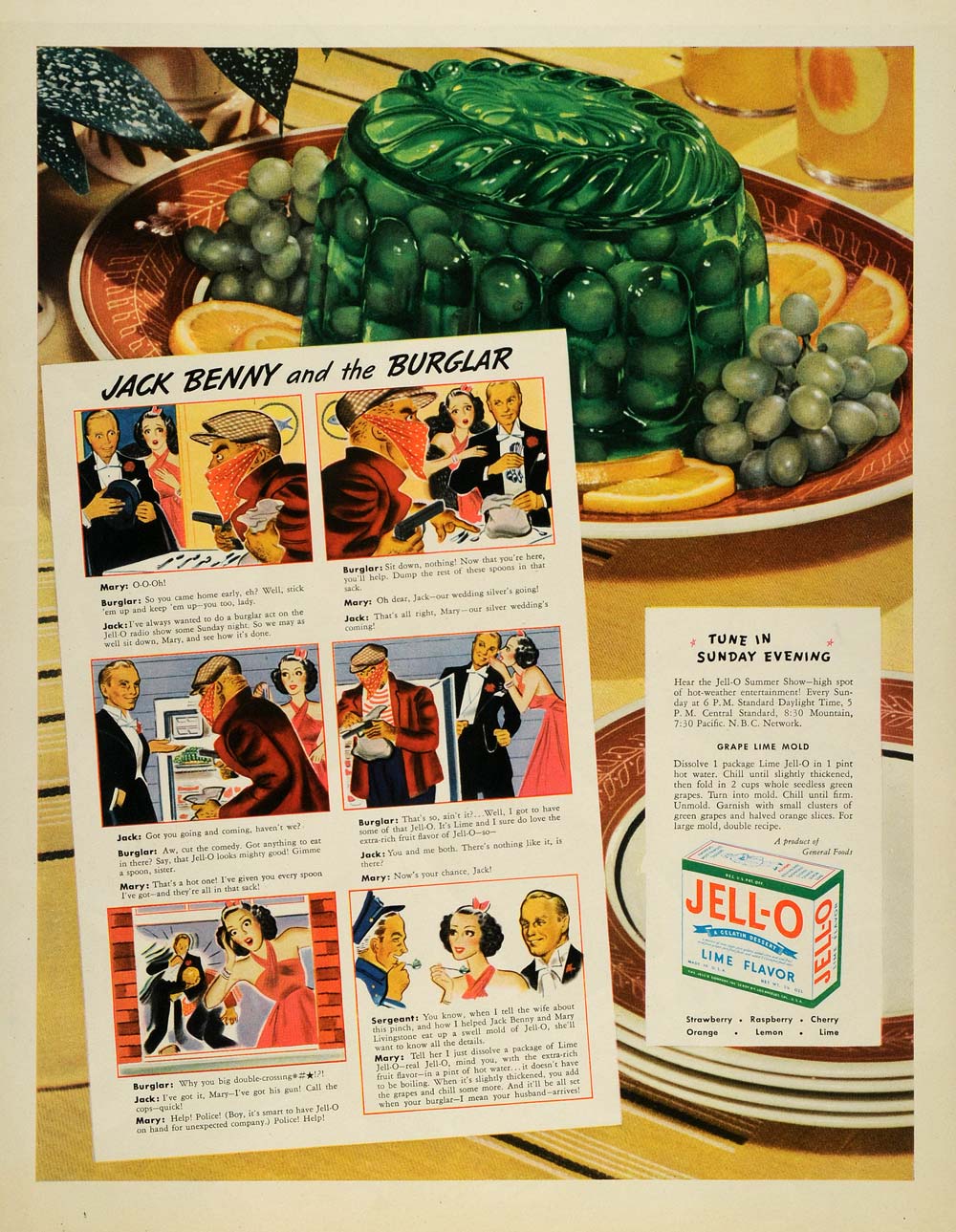 1937 Ad Jell-O Gelatin Dessert Lime Housewife Burglar - ORIGINAL MCC4