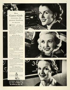 1937 Ad Lambert Listerine Toothpaste Women Workplace - ORIGINAL ADVERTISING MCC4