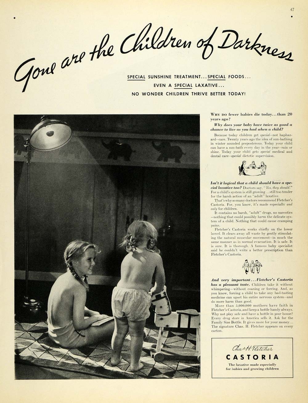 1937 Ad Charles H. Fletcher Castoria Child Laxative - ORIGINAL ADVERTISING MCC4