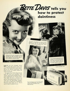 1937 Ad Bette Davis Lux Toilet Soap Skin Care Beauty - ORIGINAL ADVERTISING MCC4