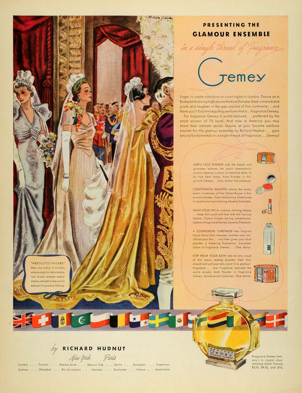 1937 Ad Richard Hudnut Gemey Perfume Wedding Bride - ORIGINAL ADVERTISING MCC4