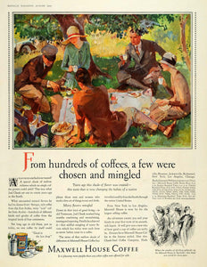 1928 Ad Maxwell House Coffee Picnic Flapper Fashion - ORIGINAL ADVERTISING MCC4