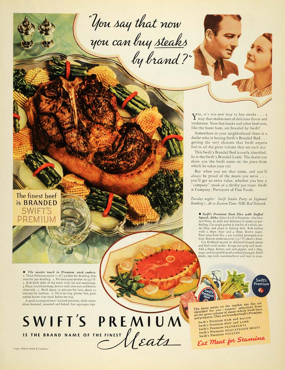 1936 Ad Swift's Premium Meats Beef Steak Breaded Lamb - ORIGINAL MCC4