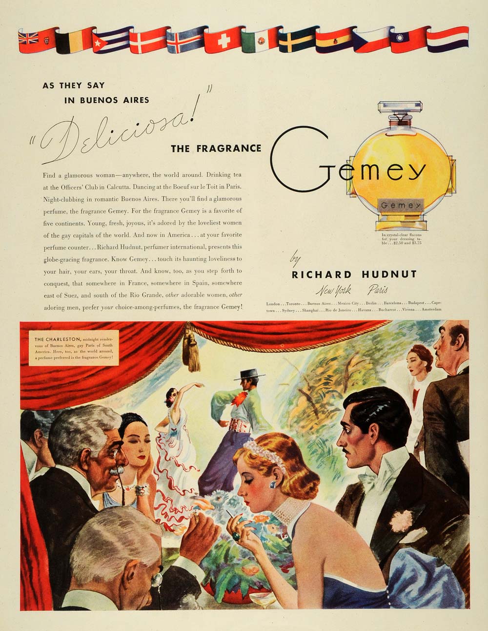 1936 Ad Richard Hudnut Gemey Perfume Buenos Aires Party - ORIGINAL MCC4