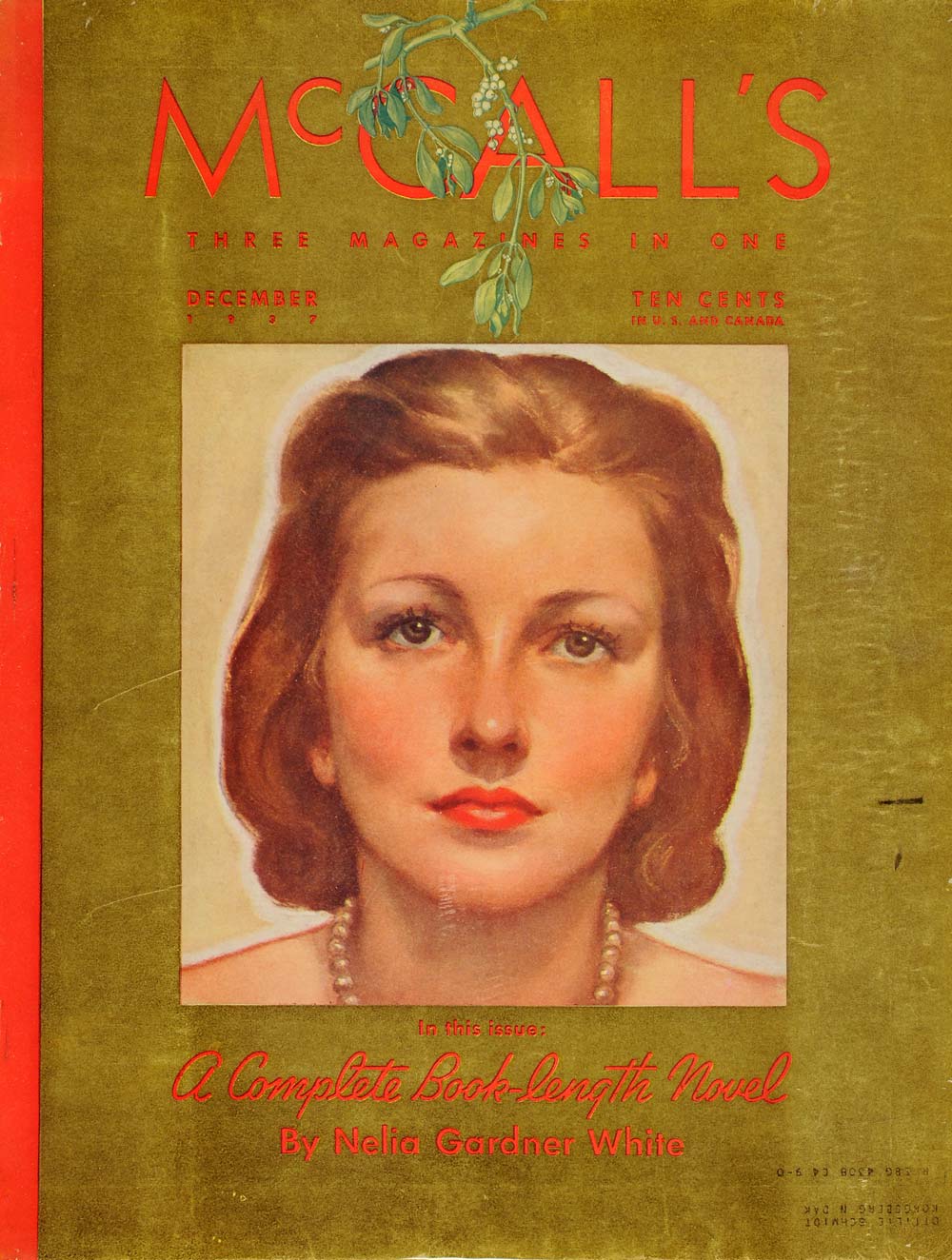 1937 Cover McCall's Portrait Neysa McMein Mistletoe - ORIGINAL MCC5