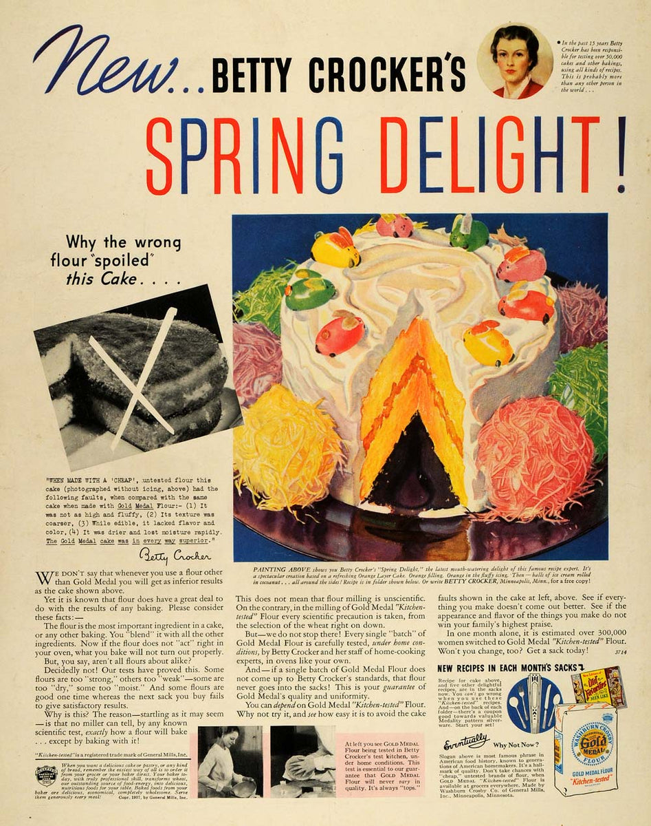 1937 Ad Betty Crocker Spring Cake Gold Medal Flour - ORIGINAL ADVERTIS ...