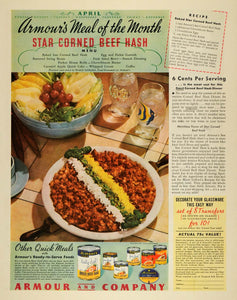 1937 Ad Baked Star Corned Beef Hash Recipe Armour & Co - ORIGINAL MCC5