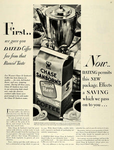 1935 Ad Dated Coffee Bag Chase Sanborns Standard Brands - ORIGINAL MCC5