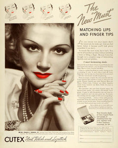 1935 Ad Francis L Robbins Jr Cutex Nail Polish Lipstick - ORIGINAL MCC5