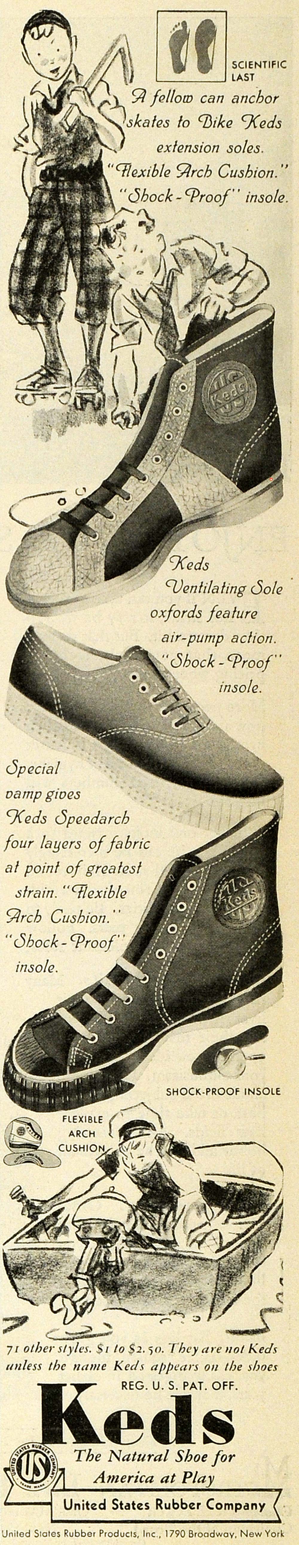 1937 Ad Keds Speedarch Oxford Shock Proof Shoes Hightop - ORIGINAL MCC5