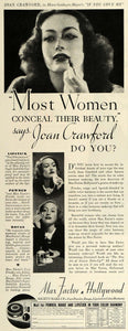 1935 Ad Joan Crawford Max Factor Hollywood Makeup Rouge - ORIGINAL MCC5