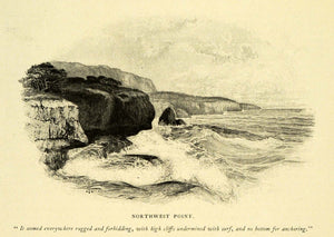 1901 Print Christmas Island Australia Northwest Point Landscape Waves Surf MCC5