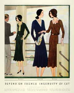 1930 Print French Fashion McCalls Dressmaking Patterns Fur Wraps Frocks MCC5