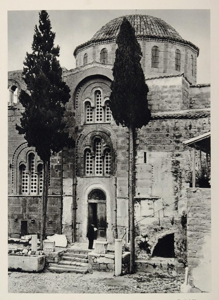 1937 Daphni Dafni Monastery Athens Greece Photogravure - ORIGINAL MD1