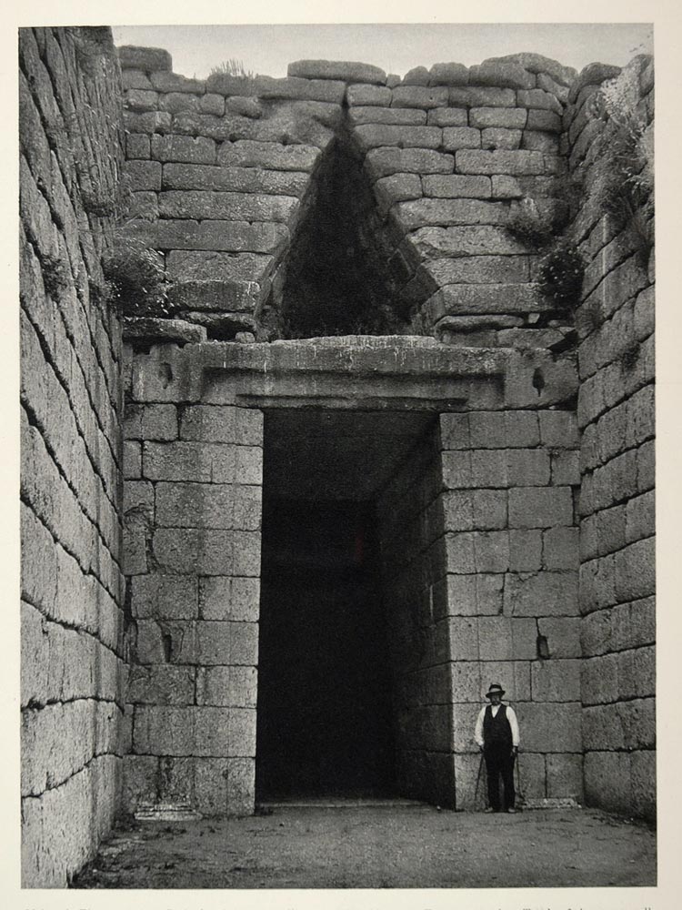 1937 Entrance Tomb Agamemnon Treasury Atreus Mycenae - ORIGINAL PHOTOGRAVURE MD1