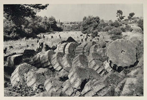 1937 Greek Ruins Temple Zeus Olympia Olympieum Greece - ORIGINAL MD1