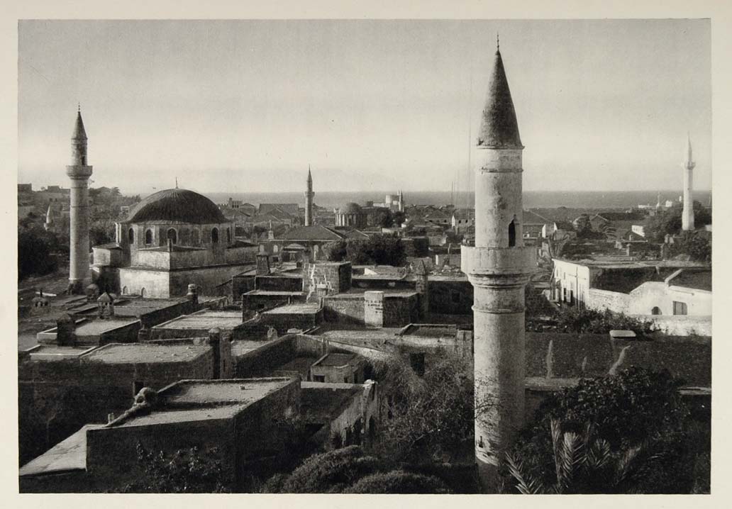 1937 Minarets Turkish Quarter Rhodes Greek Island Town - ORIGINAL MD1 ...