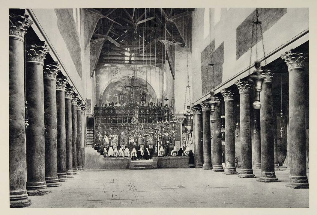 1937 Nave Church of the Nativity Bethlehem Photogravure - ORIGINAL MD1