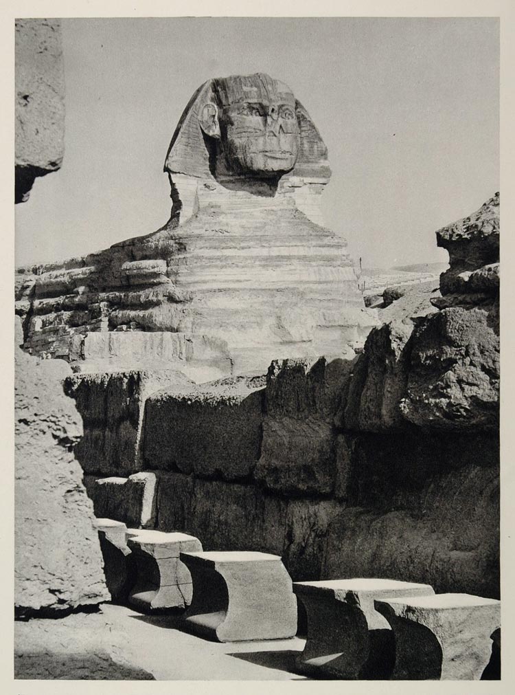 1937 Great Sphinx of Giza Egypt Photogravure Hurlimann - ORIGINAL MD1