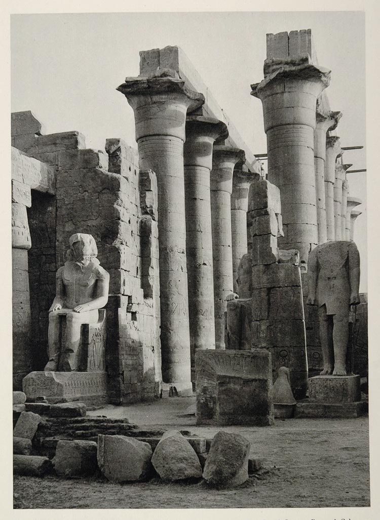 1937 Temple Columns Luxor Egypt Photogravure Hurlimann - ORIGINAL MD1