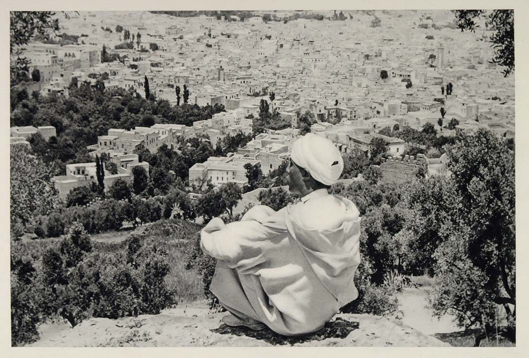 1937 Fes Fez City Panorama Morocco Man Photogravure - ORIGINAL PHOTOGRAVURE MD1
