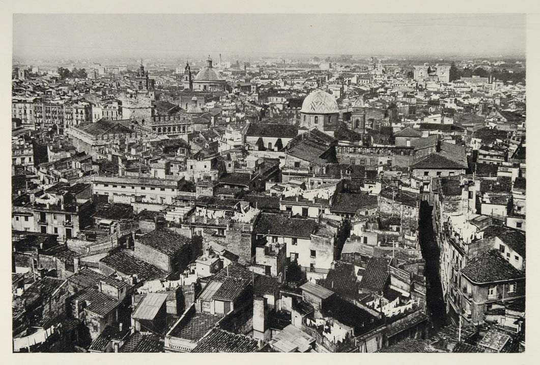 1937 Valencia Spain Panorama Aerial View Photogravure - ORIGINAL MD1