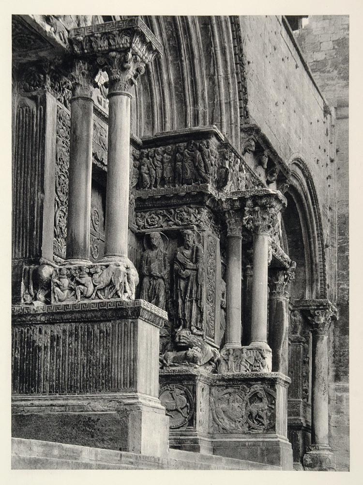 1937 Facade Monastery Saint Gilles France Photogravure - ORIGINAL MD1