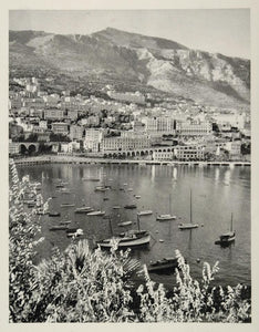 1937 Monte Carlo Monaco City Harbor Boats Photogravure - ORIGINAL MD1