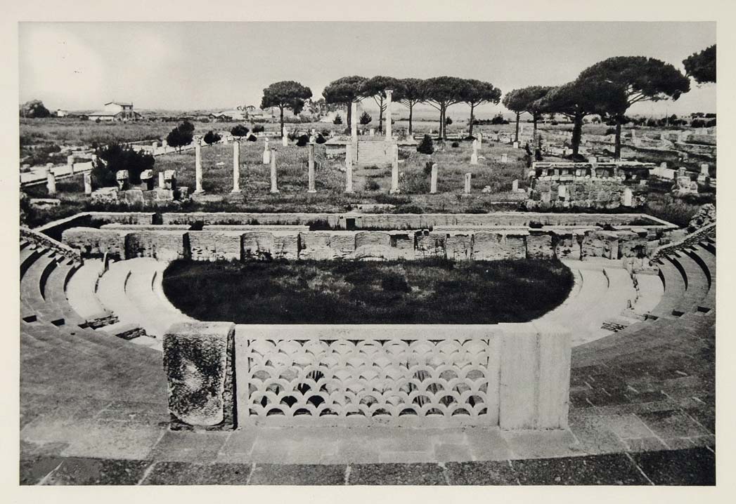 1937 Ruins Ostia Antica Italy Photogravure Hurlimann - ORIGINAL PHOTOGRAVURE MD1