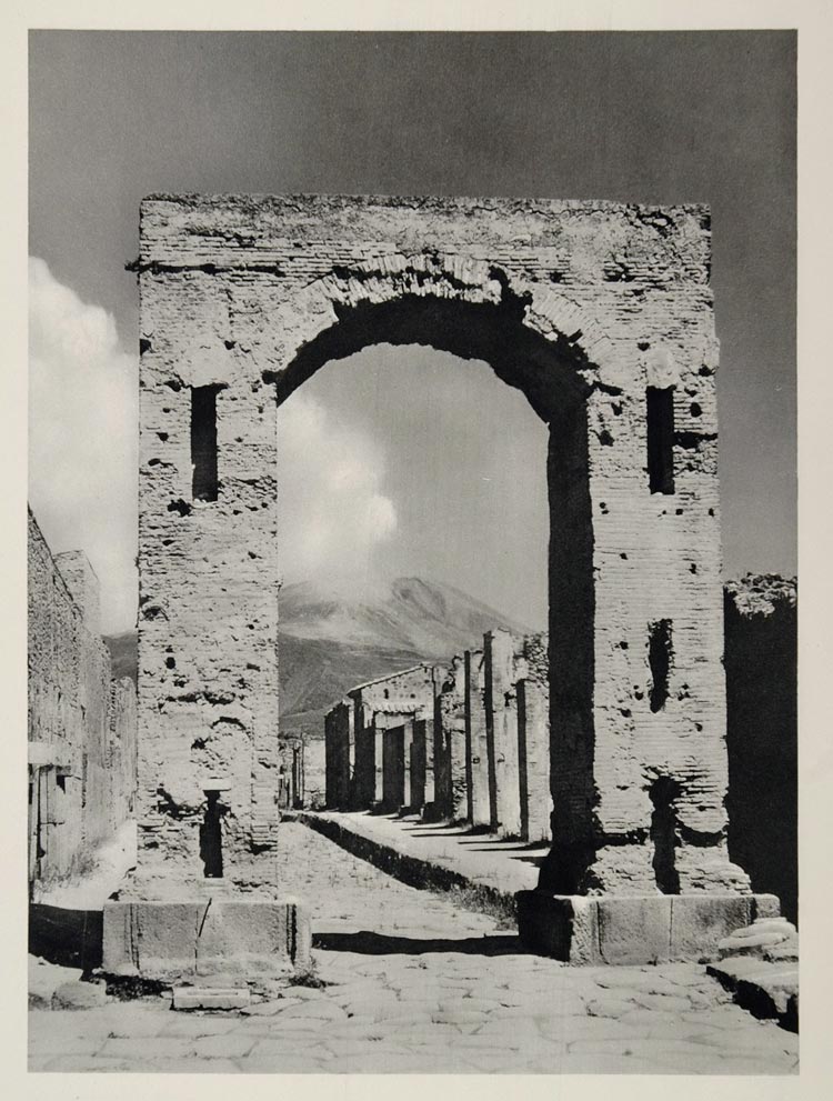1937 Ruins Pompeii Volcano Mount Vesuvius Vesuvio Italy - ORIGINAL MD1
