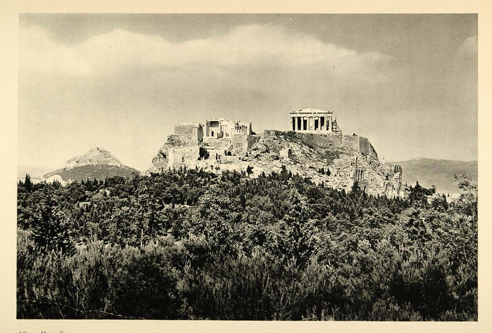 1937 Acropolis Athens Greece Photogravure Hurlimann - ORIGINAL PHOTOGRAVURE MD2