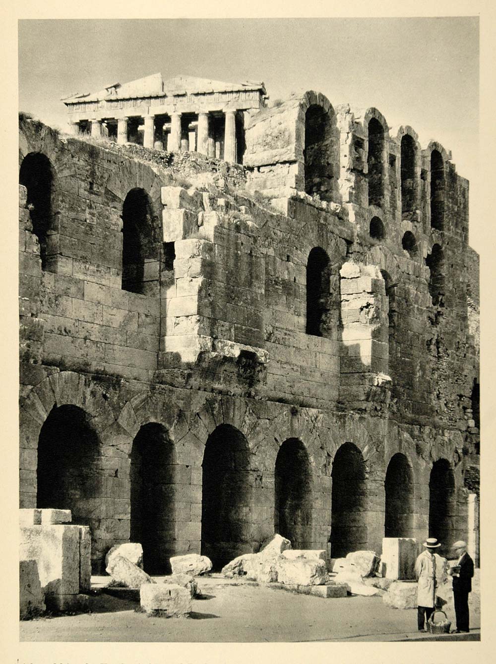 1937 Odeon of Herodes Atticus Parthenon Photogravure - ORIGINAL PHOTOGRAVURE MD2