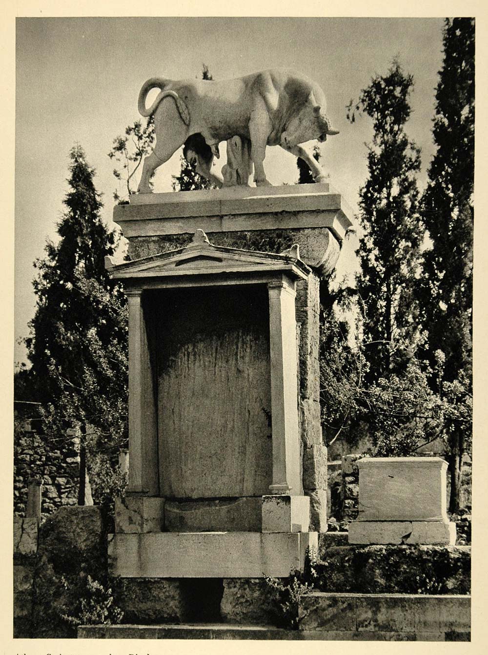 1937 Tomb Cemetery Dipylon Athens Greece Photogravure - ORIGINAL MD2