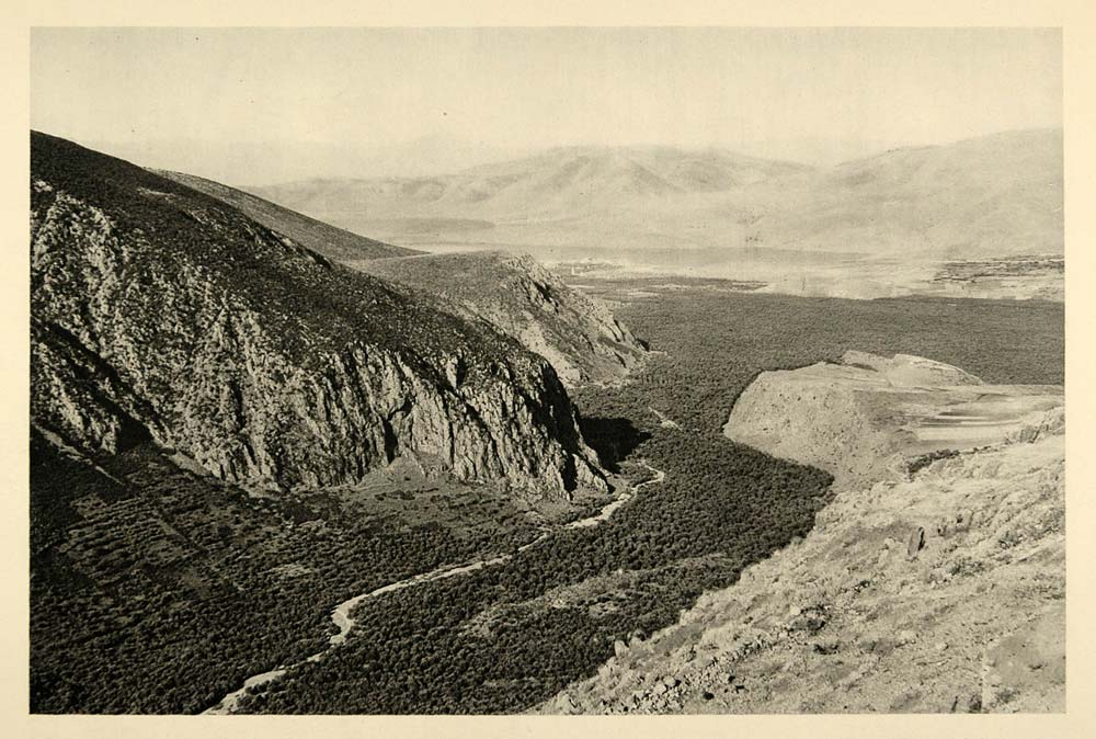 1937 Valley of Pleistos Greece Photogravure Hurlimann - ORIGINAL MD2