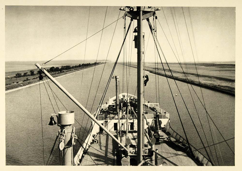 1937 Ship Suez Canal Egypt Photogravure Norddeutscher - ORIGINAL MD2