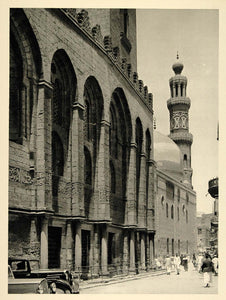 1937 Street Cairo Mosque Kalaun Photogravure Hurlimann - ORIGINAL MD2