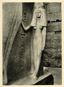 1937 Statue Wife Ramesses II Temple Luxor Photogravure - ORIGINAL MD2