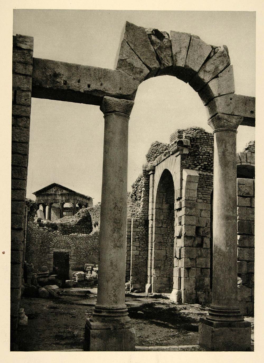 1937 Roman Ruins Dougga Thugga Tunisia Photogravure - ORIGINAL PHOTOGRAVURE MD2