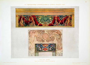 1917 Photolithograph Art Nouveau Galileo Chini Nude Sala del Sogno Frieze MDA1