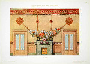 1917 Photolithograph Art Nouveau Dining Room Interior Design Decor Walls MDA1