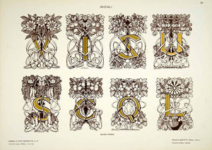1917 Lithograph Art Nouveau Initial Caps Font Capital Letters Guido Fiorini MDA3